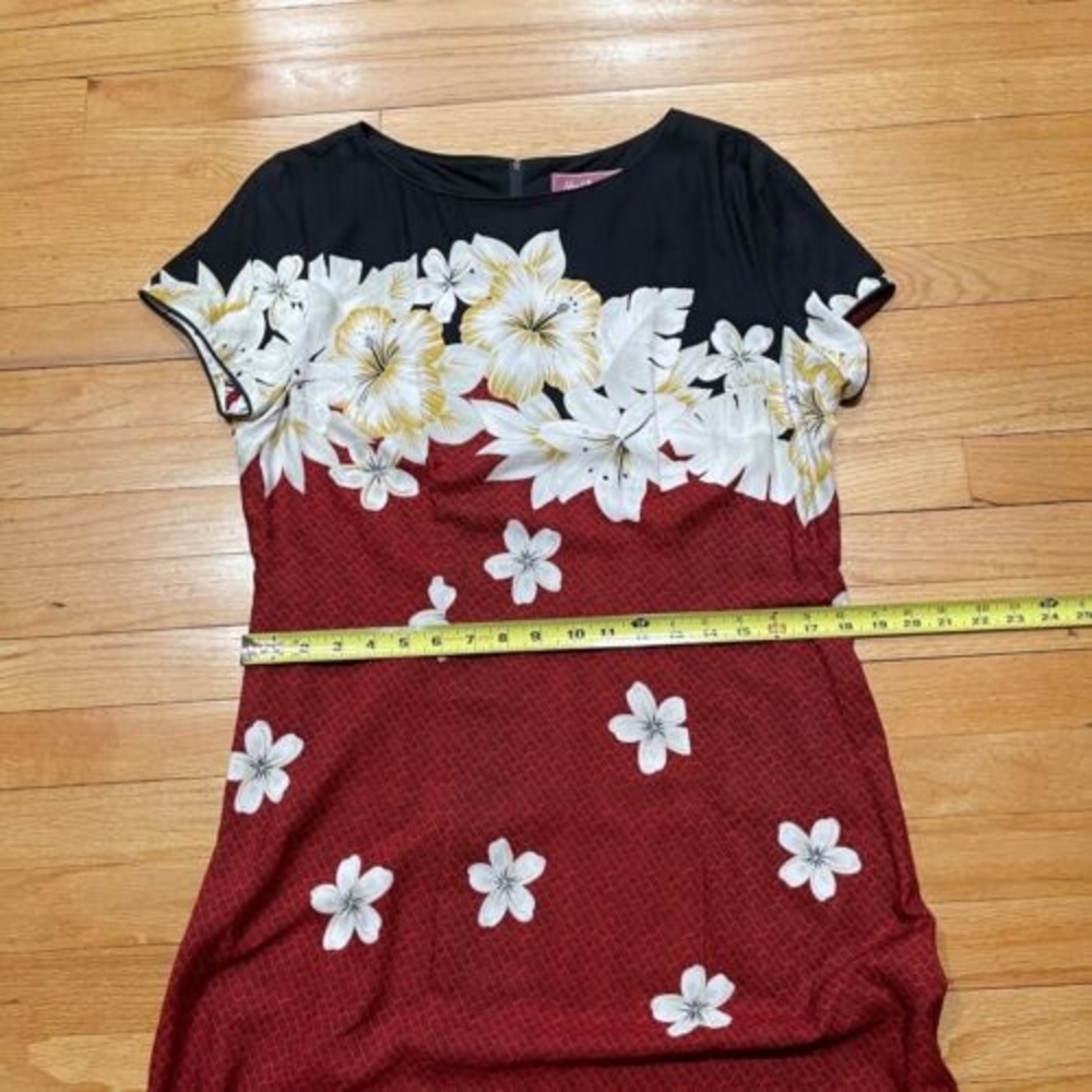 Vintage Hawaiian Maxi Dress by Island Moments Size L Rayon Floral Cap Sleeve EUC - Picture 7 of 15